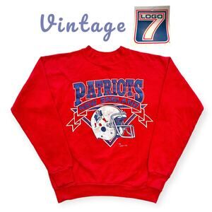 LOGO 7 | Small | VINTAGE New England Patriots NFL Red Crewneck Sweatshirt